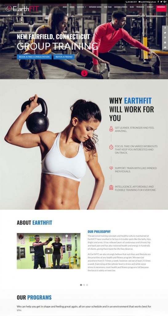 Screenshot of EarthFIT NF website homepage